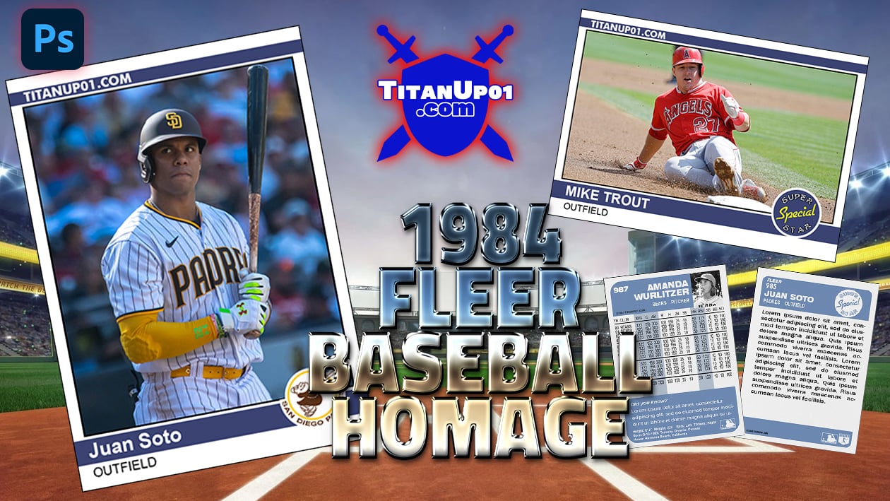 1984 Fleer Baseball Homage Photoshop PSD Templates