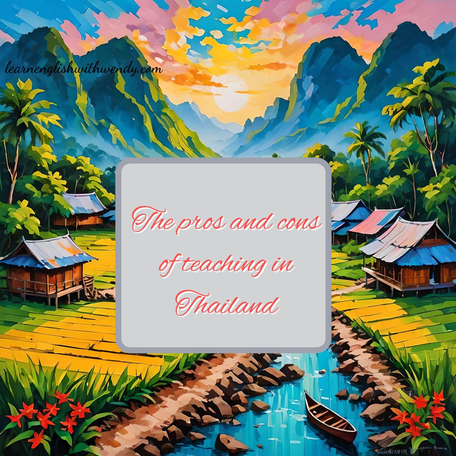 Painting of a beautiful scenery of Thailand
