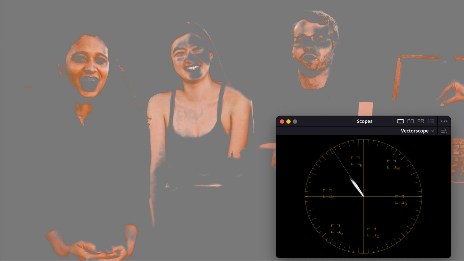 Skin tones isolated with waveform