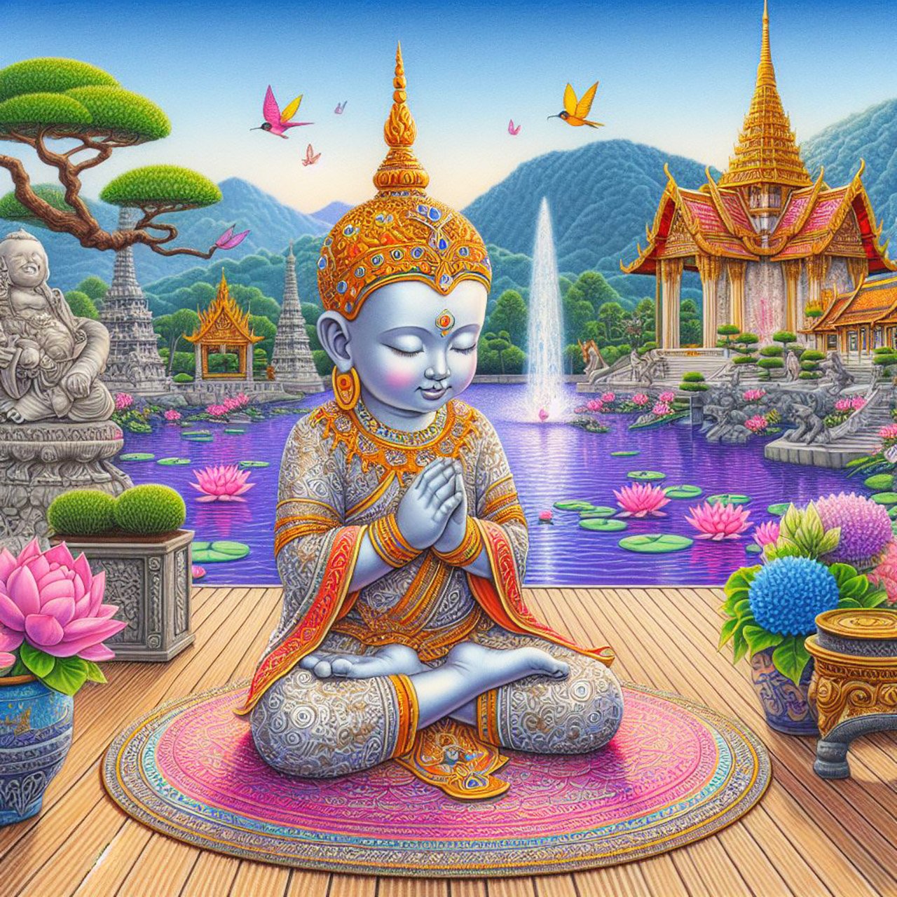 Buddha, buddhism, budhist, Spiritual, Monasteries, Temples, Lotus Flowers, fantasy, wallpapers, prays,meditates, meditation, Buddha children, lakes, forest, mountains, trees