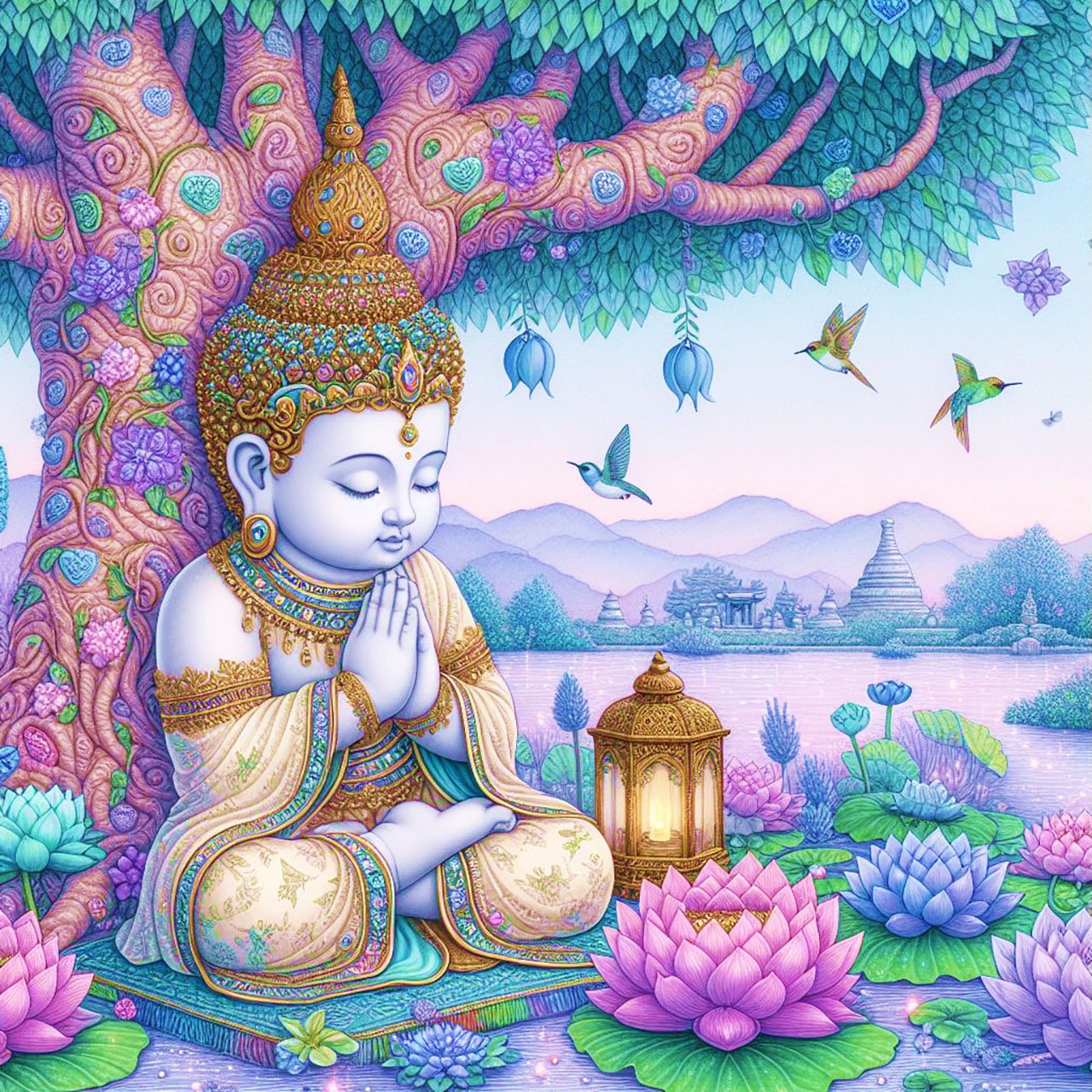 Buddha, buddhism, budhist, Spiritual, Monasteries, Temples, Lotus Flowers, fantasy, wallpapers, prays,meditates, meditation, Buddha children, lakes, forest, mountains, trees