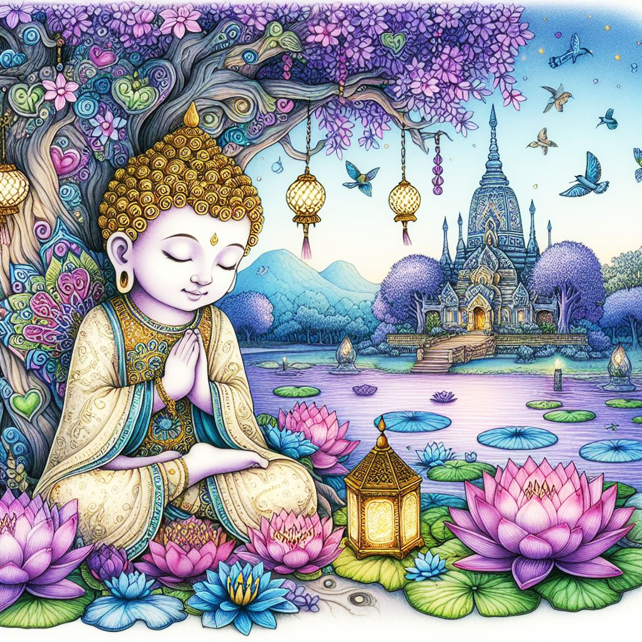 Buddha, buddhism, budhist, Spiritual, Monasteries, Temples, Lotus Flowers, fantasy, wallpapers, prays,meditates, meditation, Buddha children, lakes, forest, mountains, trees
