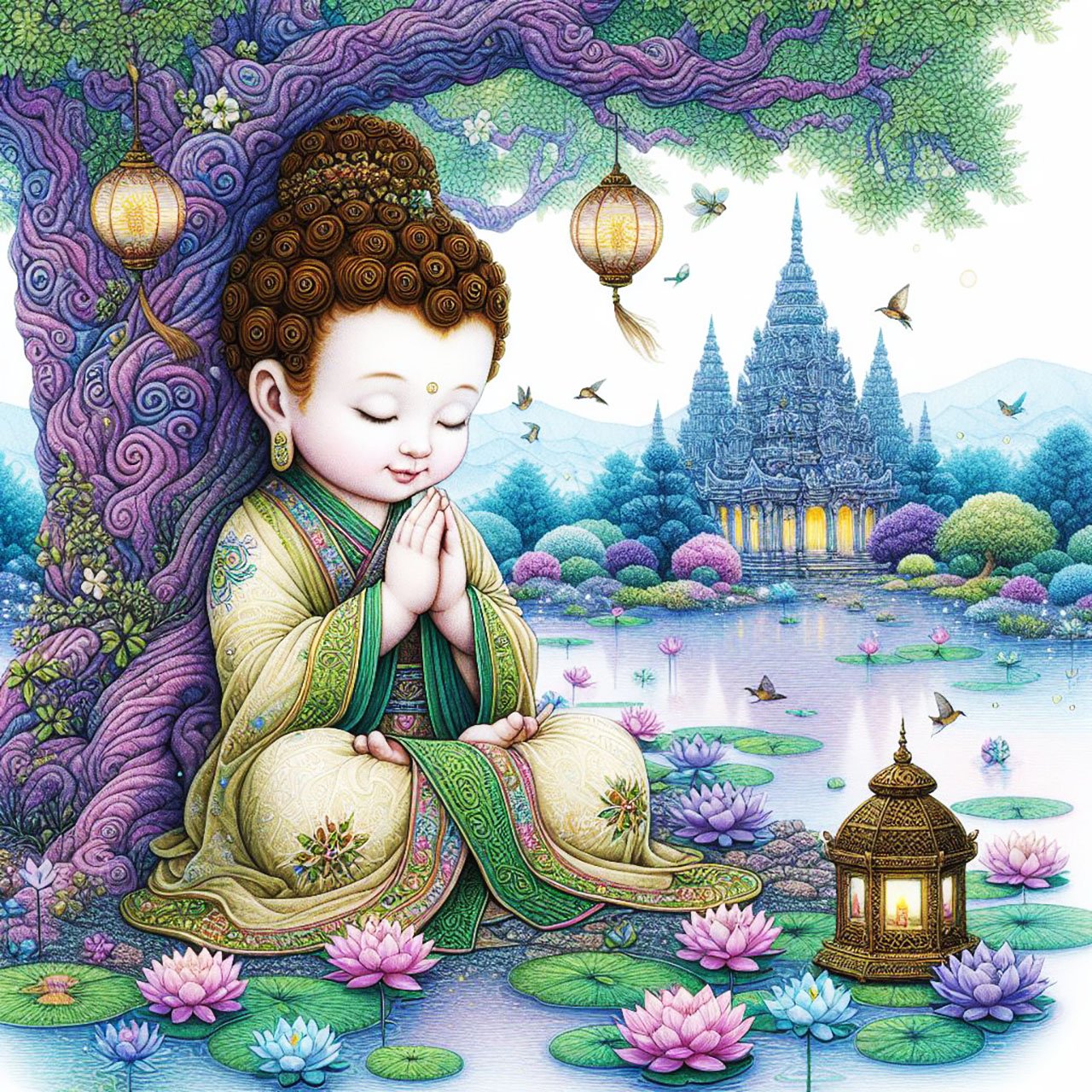 Buddha, buddhism, budhist, Spiritual, Monasteries, Temples, Lotus Flowers, fantasy, wallpapers, prays,meditates, meditation, Buddha children, lakes, forest, mountains, trees