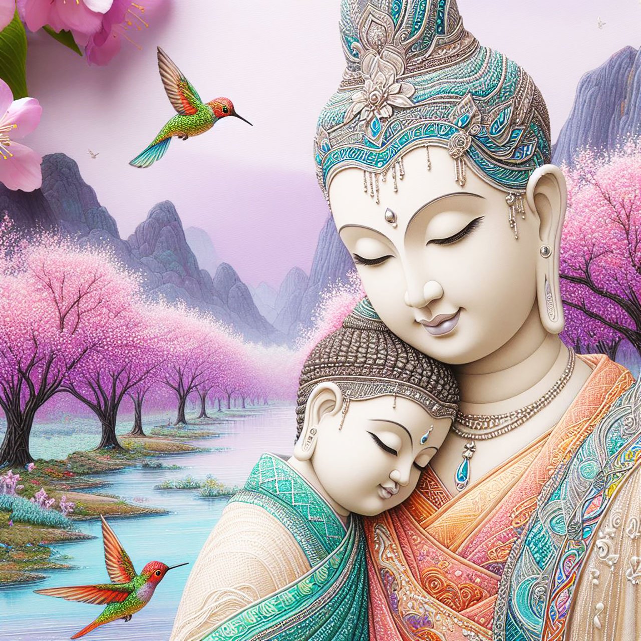 .Buddha, buddhism, budhist, Spiritual, Monasteries, Temples, Lotus Flowers, fantasy, wallpapers, prays,meditates, meditation, Buddha children, lakes, forest, mountains, trees