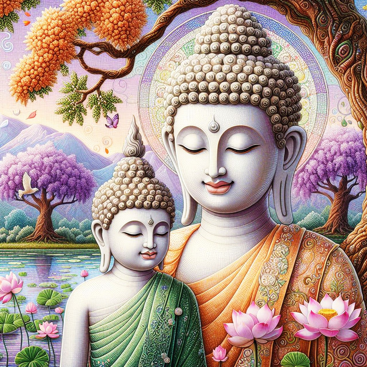 Buddha, buddhism, budhist, Spiritual, Monasteries, Temples, Lotus Flowers, fantasy, wallpapers, prays,meditates, meditation, Buddha children, lakes, forest, mountains, trees