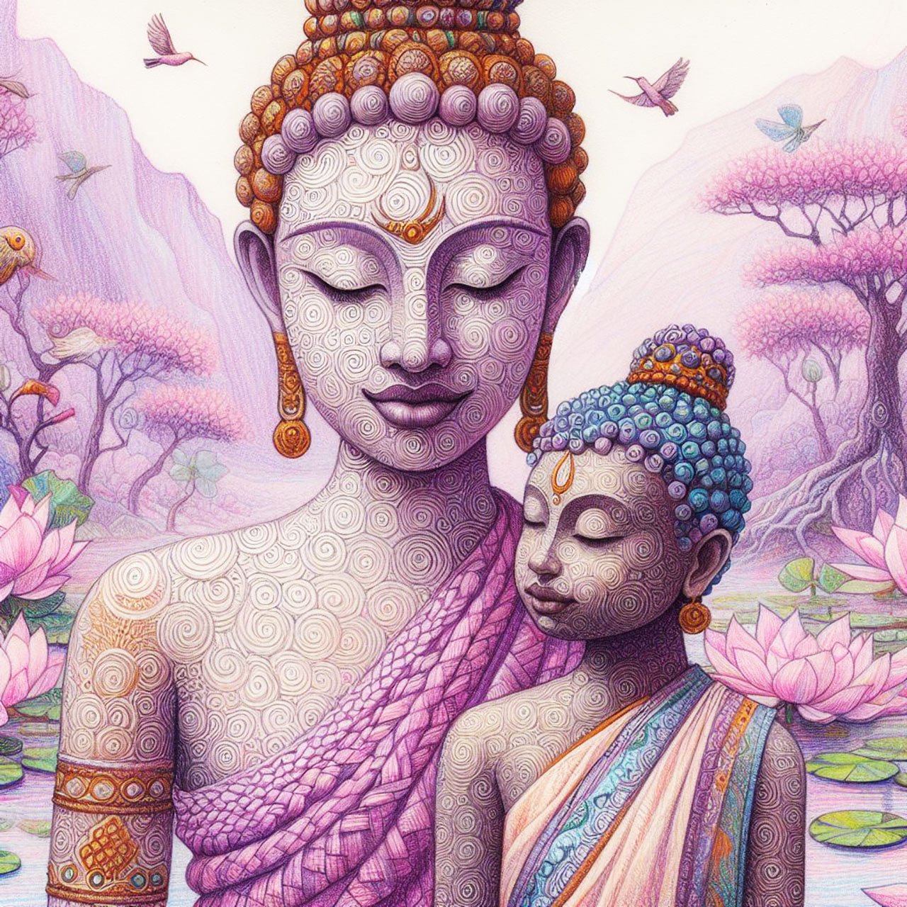 Buddha, buddhism, budhist, Spiritual, Monasteries, Temples, Lotus Flowers, fantasy, wallpapers, prays,meditates, meditation, Buddha children, lakes, forest, mountains, trees