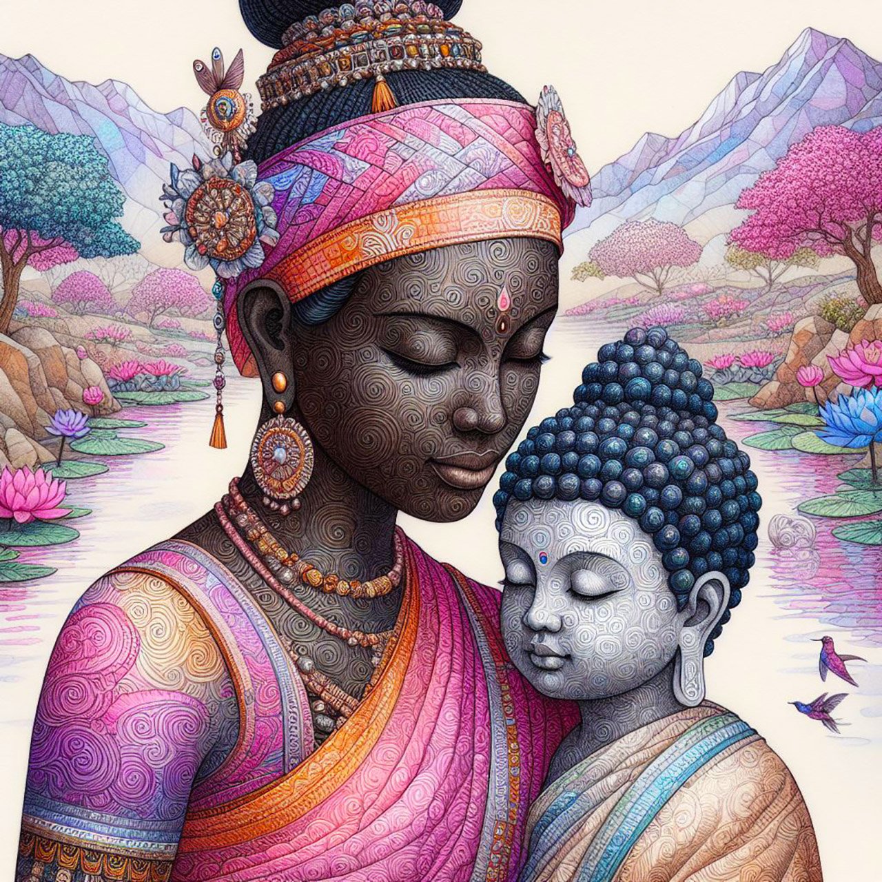 Buddha, buddhism, budhist, Spiritual, Monasteries, Temples, Lotus Flowers, fantasy, wallpapers, prays,meditates, meditation, Buddha children, lakes, forest, mountains, trees