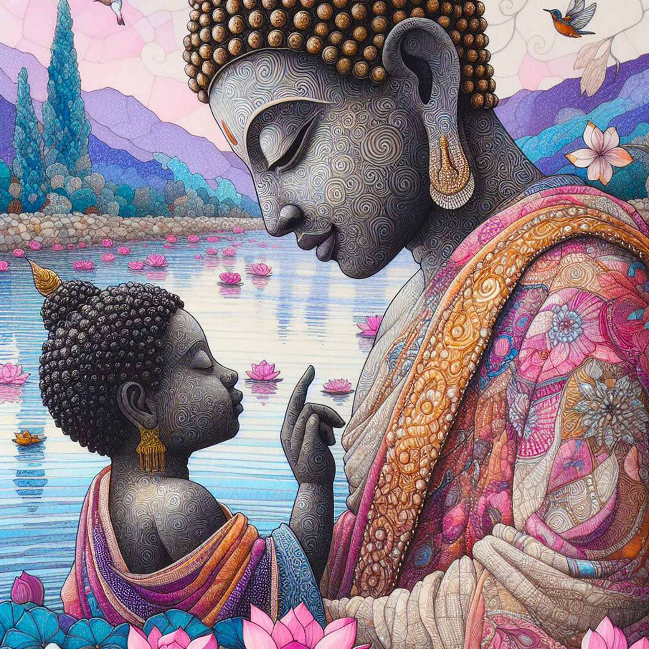 Buddha, buddhism, budhist, Spiritual, Monasteries, Temples, Lotus Flowers, fantasy, wallpapers, prays,meditates, meditation, Buddha children, lakes, forest, mountains, trees