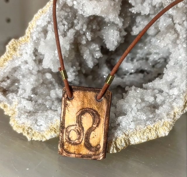 copper horoscope pendant