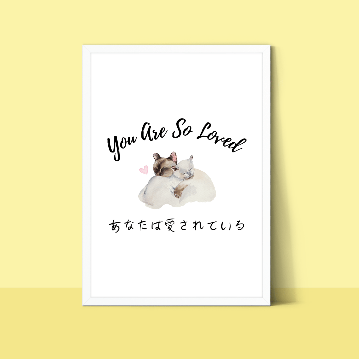 you are so loved wall art featuring watercolor cats painting