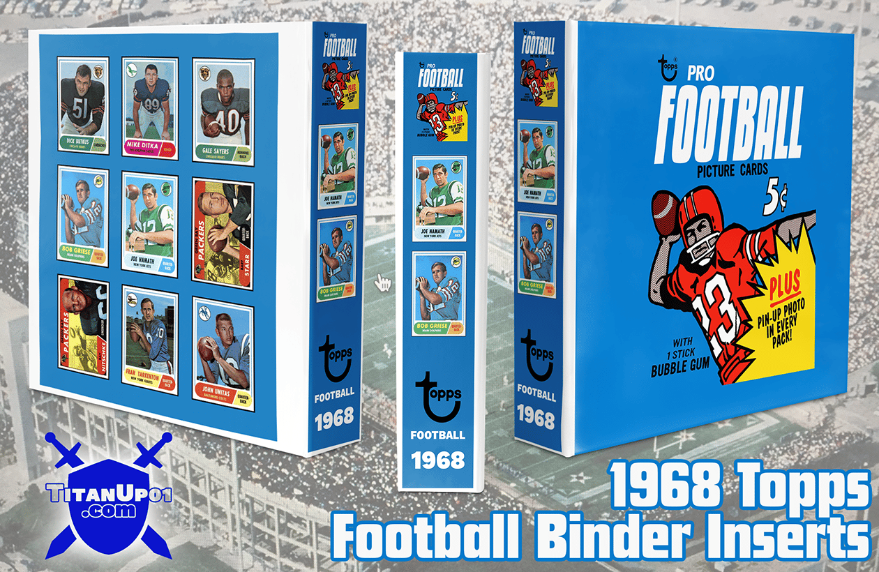 1968 Topps Football Cards Binder Inserts
