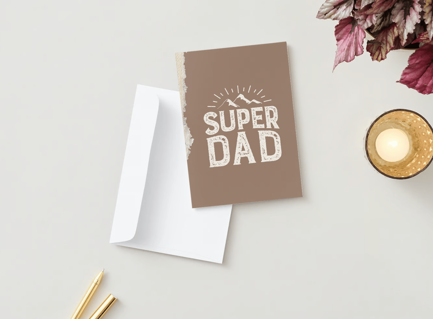 Customizable Father's Day Card Template - 'Super Dad' Graphics and Photo Frames, Mock image