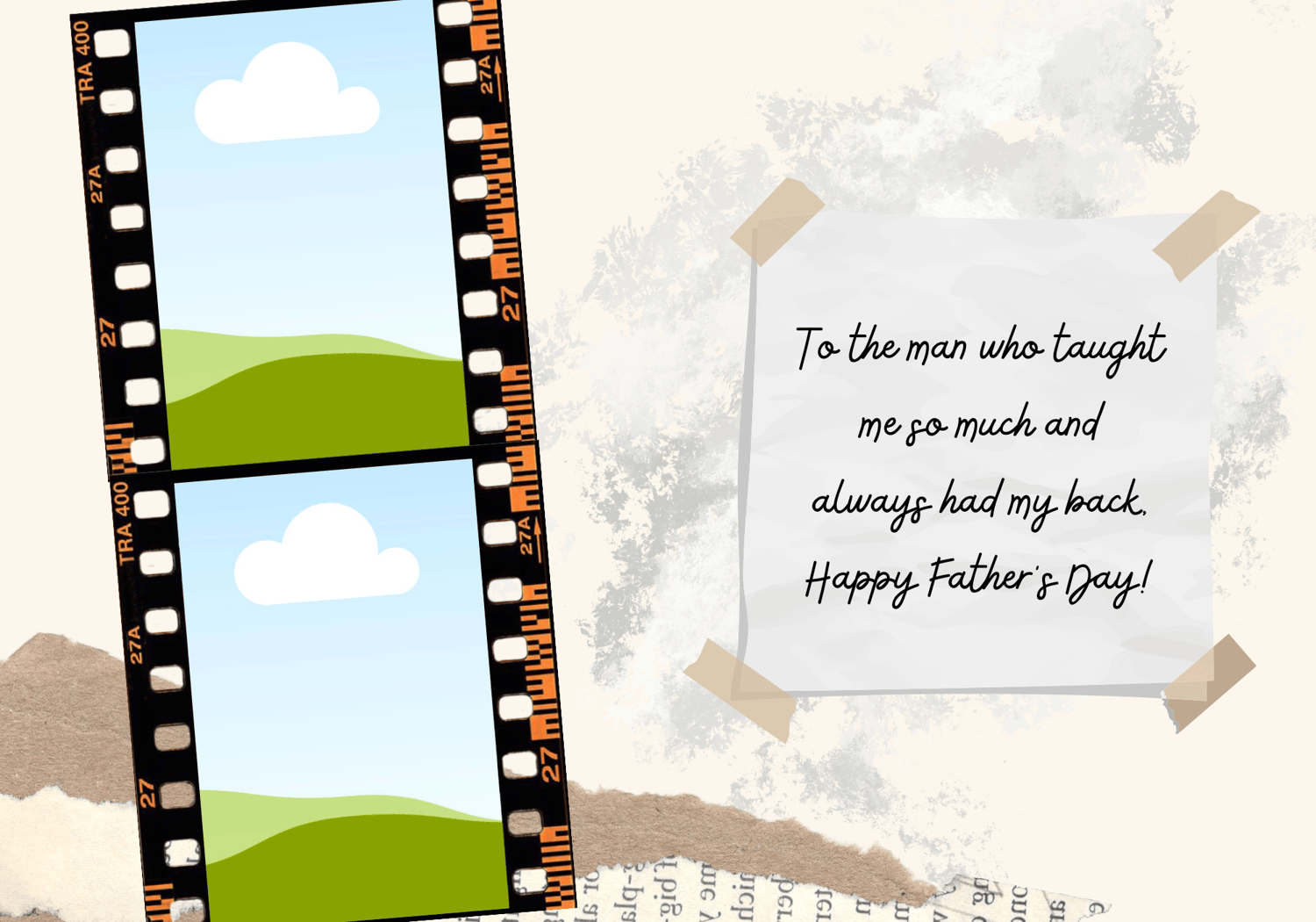 Customizable Father's Day Card Template - 'Super Dad' Graphics and Photo Frames, inside