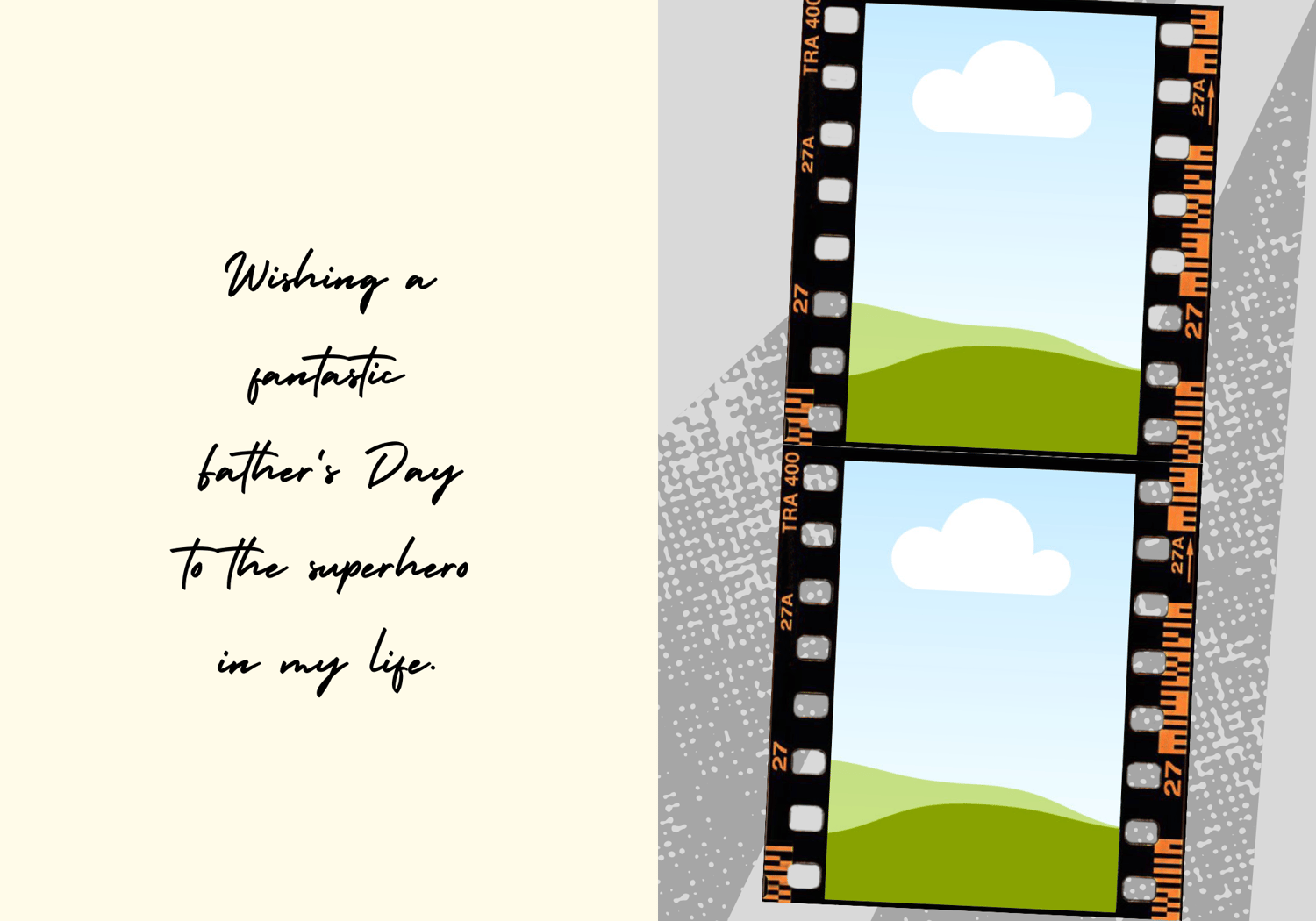 Customizable Father's Day Card Template - 'The Greatest Dad' and Photo Frames, mock image, inside
