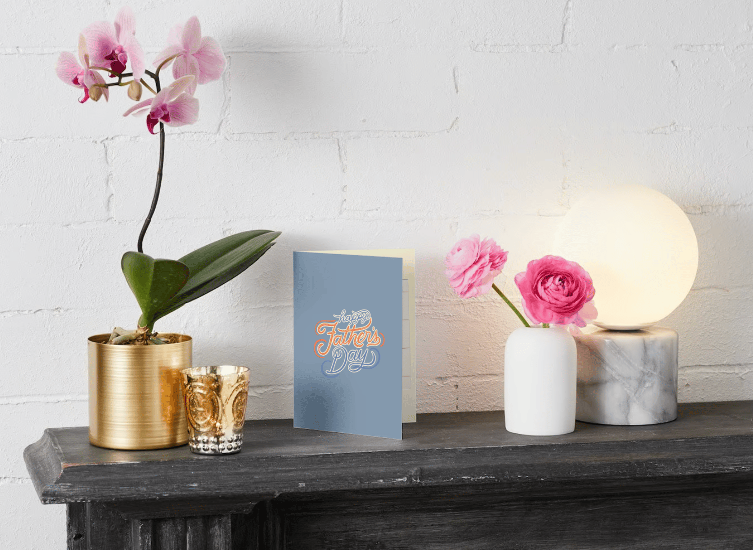 Customizable Father's Day Card Template - 'Happy Father's Day' and Photo Frames, mock image, outside display
