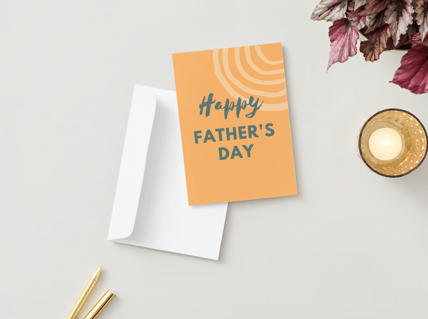 Customizable Father's Day Card Template - 'My Hero' and Photo Frames, mock image, outside front