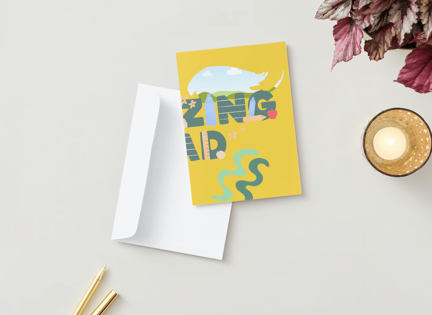 Customizable Father's Day Card Template - 'Amazing Dad' and Photo Frames, mock image, outside front