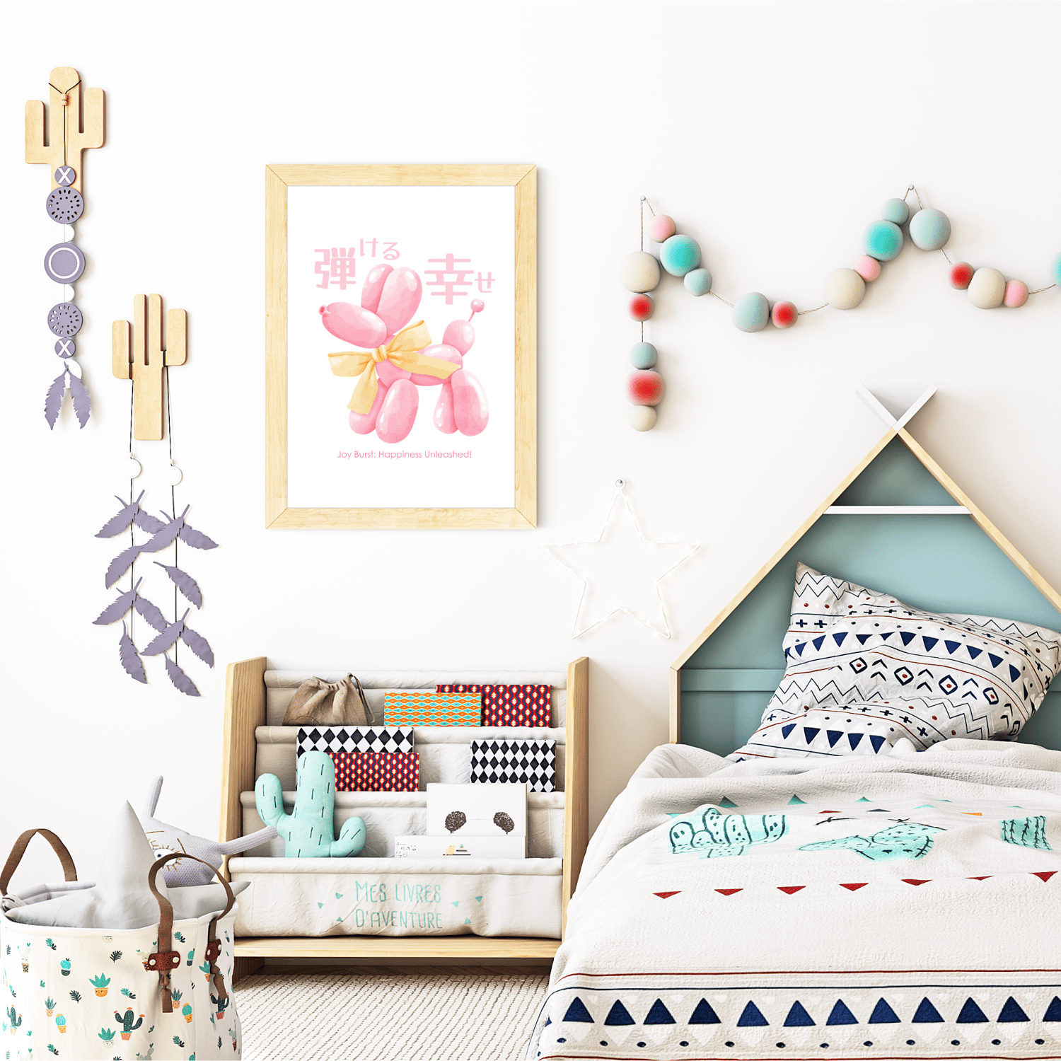 coquette pink dog decor displayed in a cheerful kids room