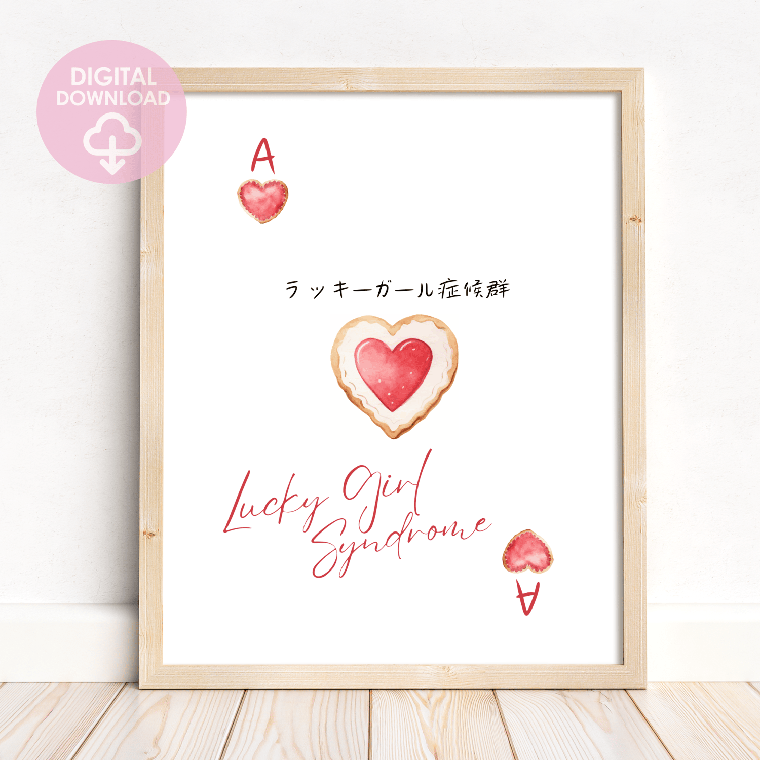 lucy girl affirmation print with red hearts