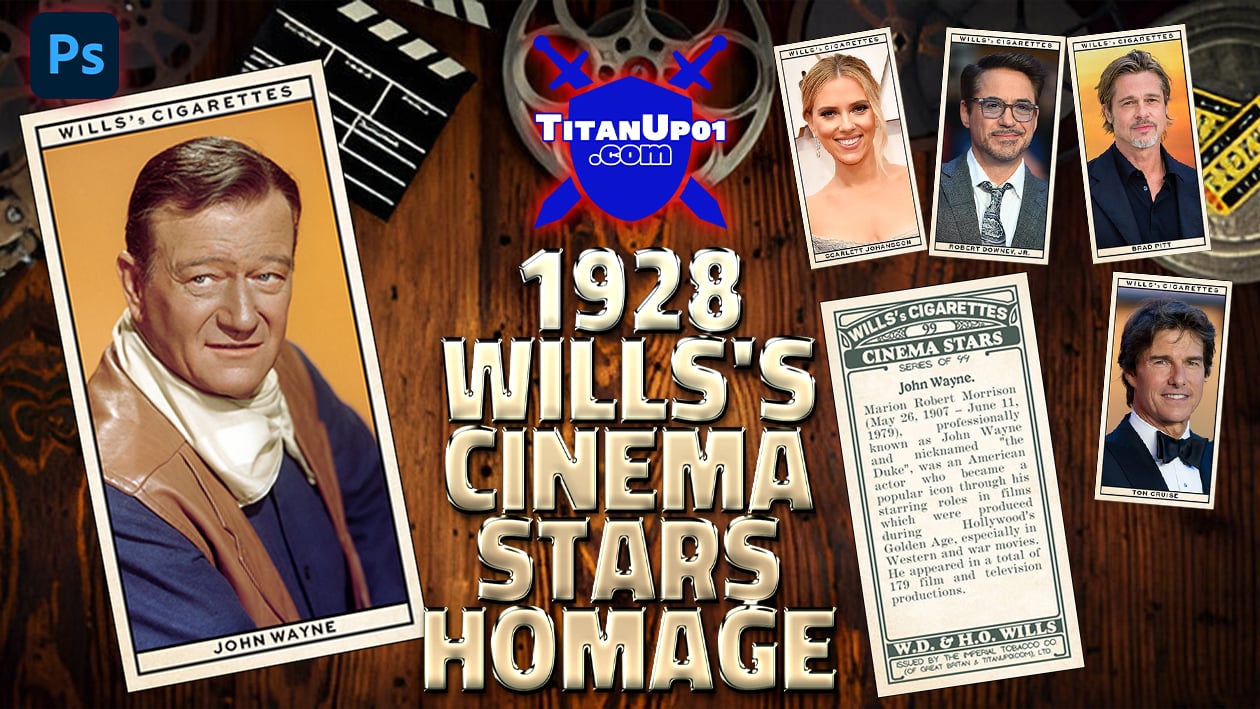 1928 Wills's Cinema Stars Homage Photoshop PSD Templates
