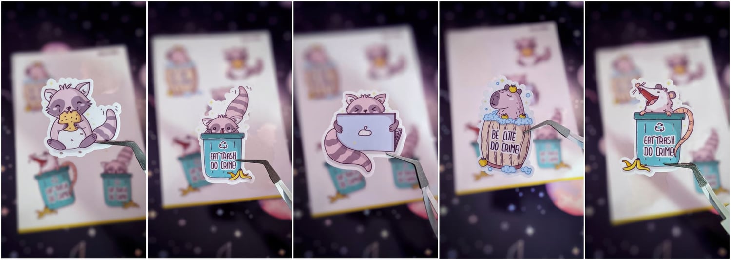 Each sticker listed before but photographed individually