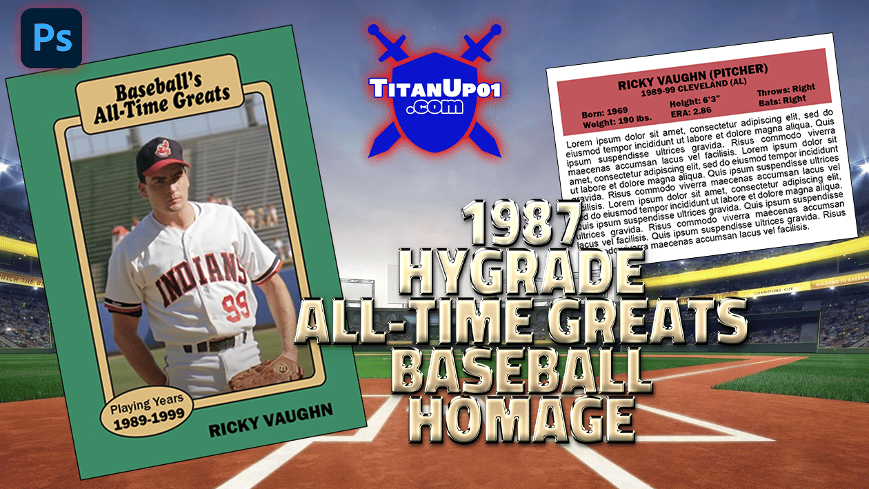 1987 Hygrade All-Time Greats Baseball Homage Photoshop PSD Templates
