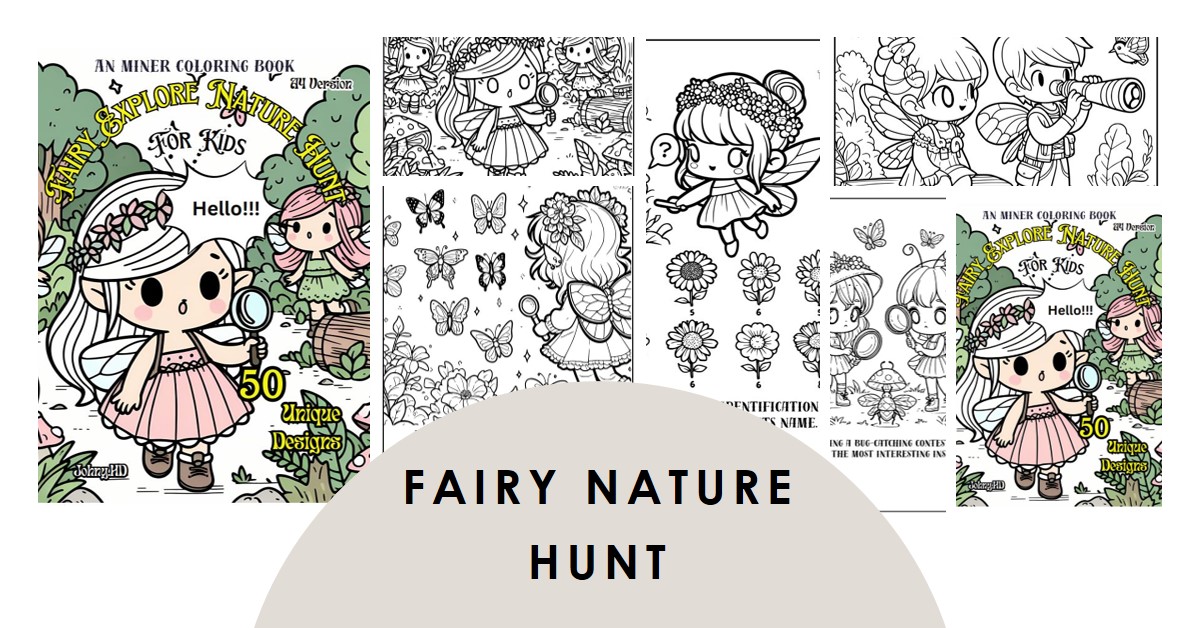 An Miner Coloring Book Fairy Explore Nature Hunt for Kids - Banner