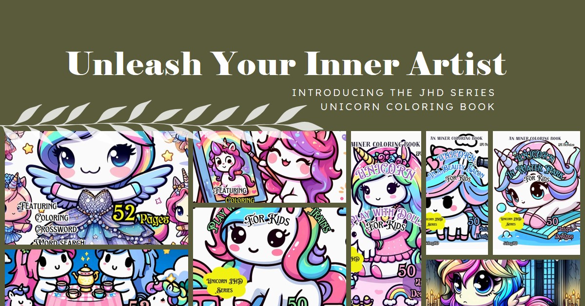 The image of collection unicorn coloring book JHD series