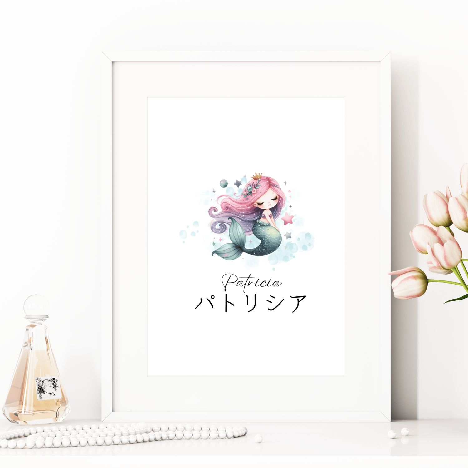 personalized mermaid wall art for girls