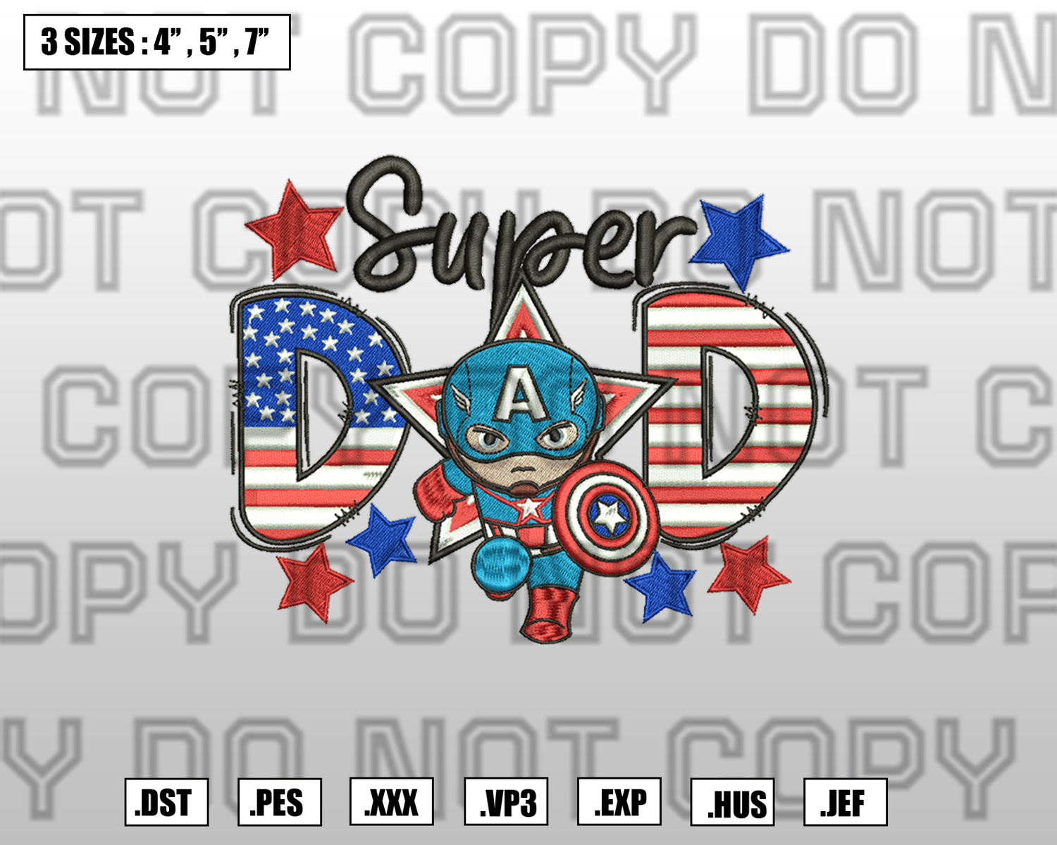 Captain America Dad Embroidery Design Hot Movie Fathers Day Design  