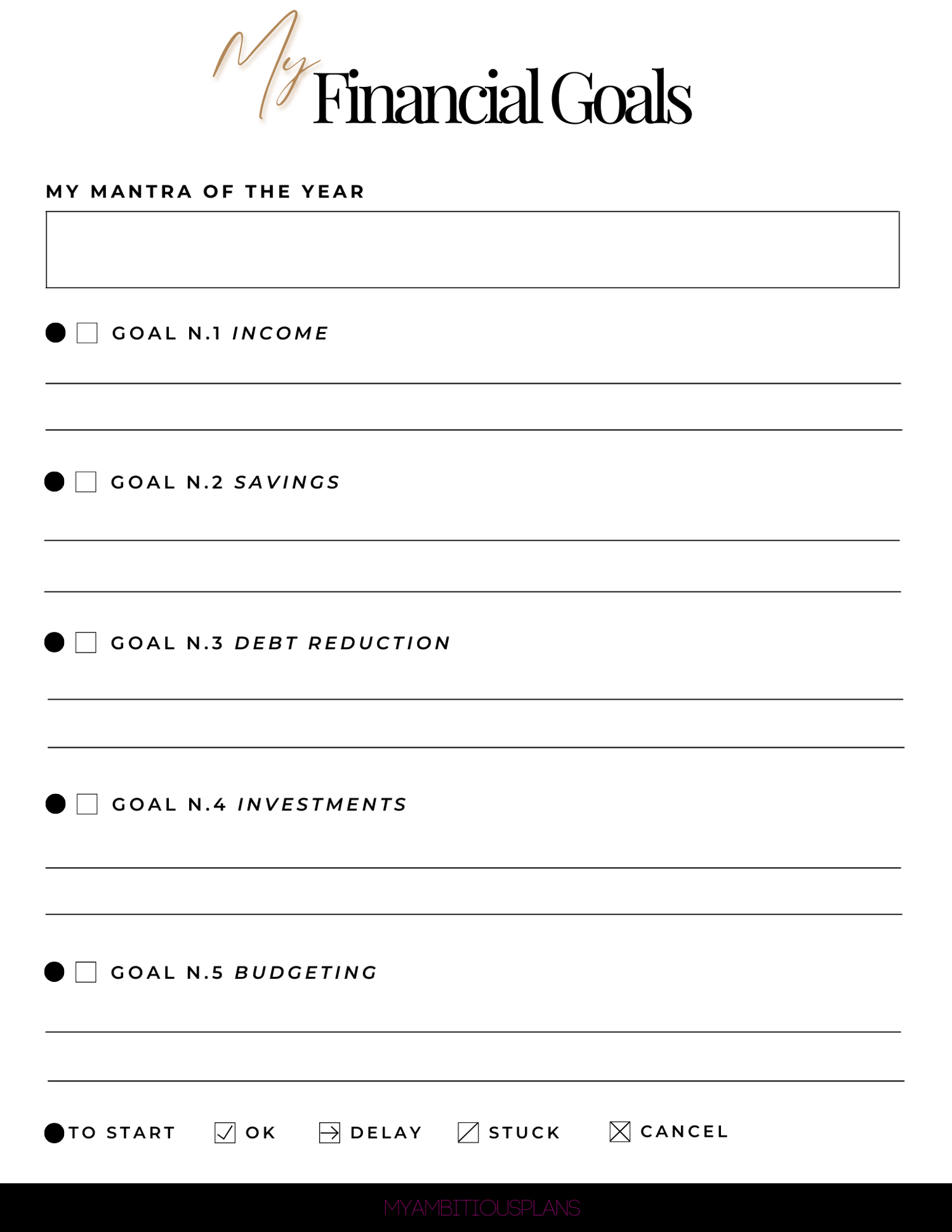 Printable Finance Goals Planner