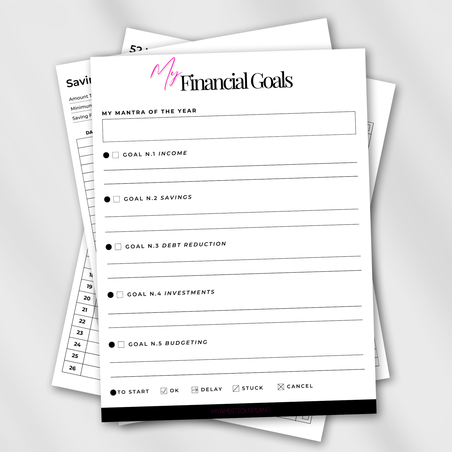 Printable Finance Goals Planner