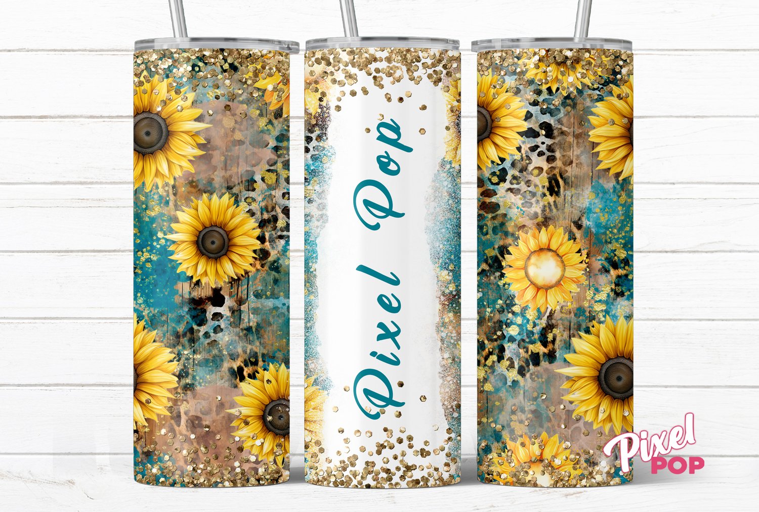 Add Your Name Sunflowers - 20 oz Tumbler Wrap PERSONALIZED - Payhip
