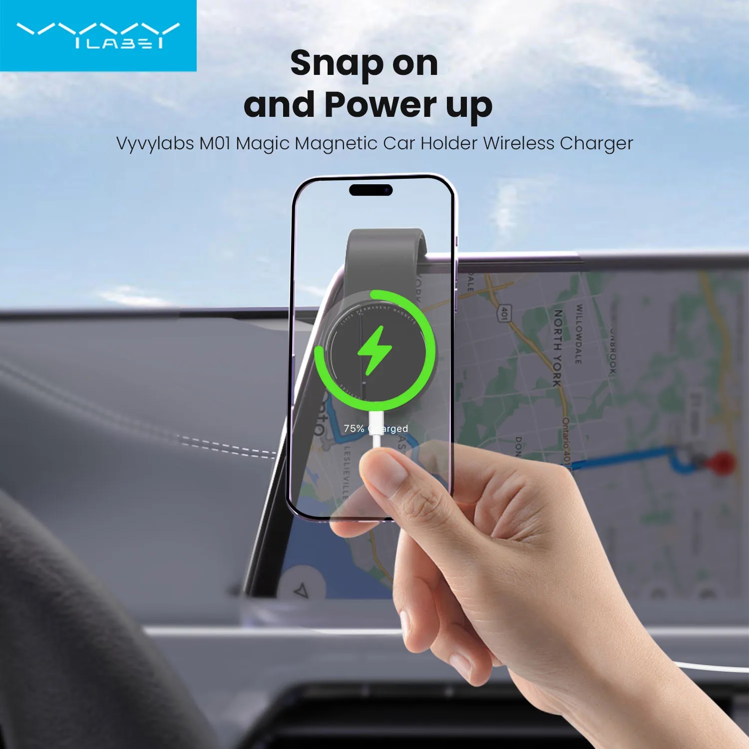 VyVylabs M01 Bendable Magnetic Car Phone Holder Wireless Charging