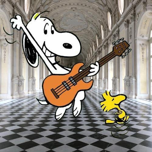 Snoopy, Woodstock, guitarra eléctrica, palacio de Versalles