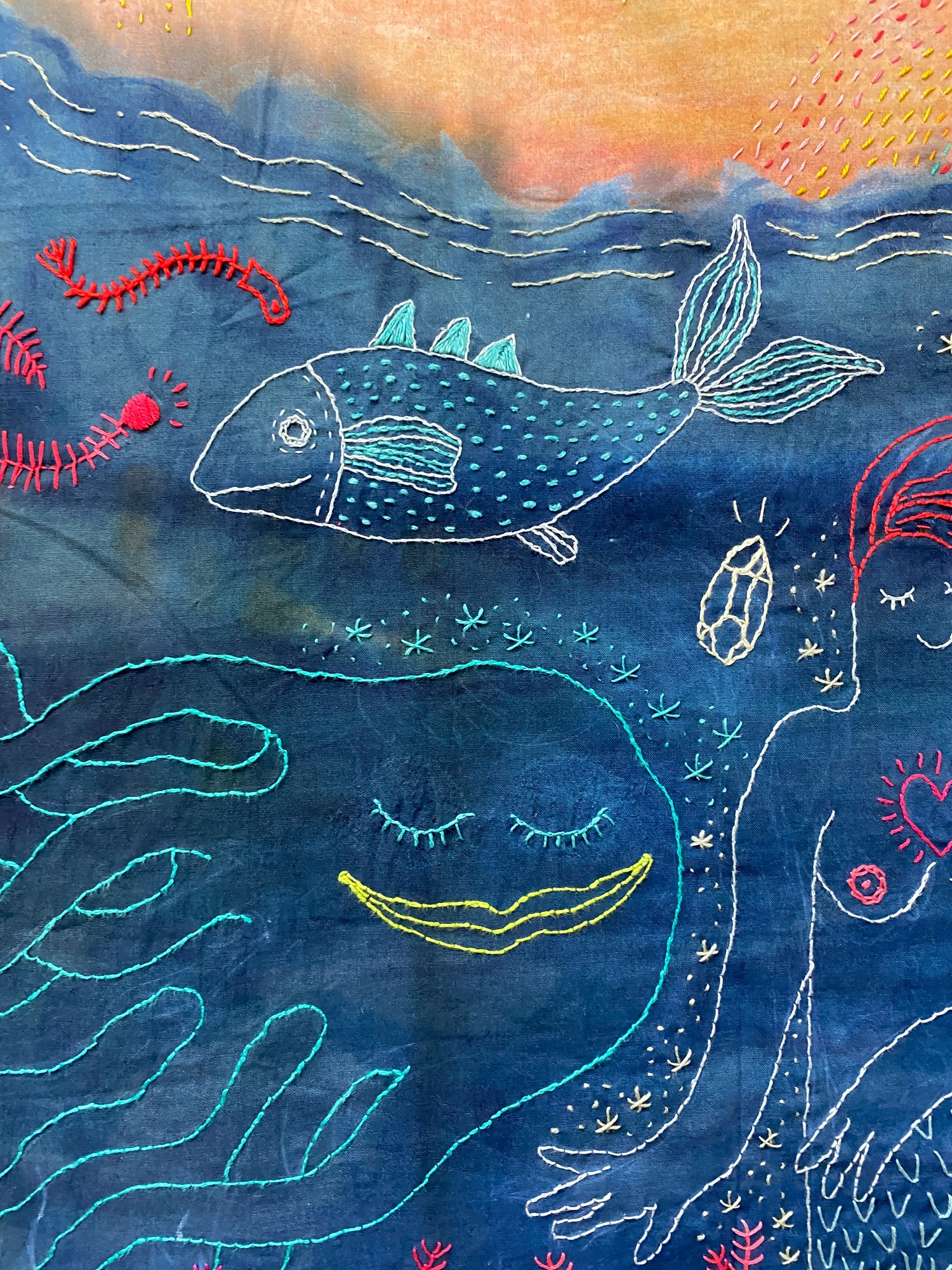 embroidered sea creatures