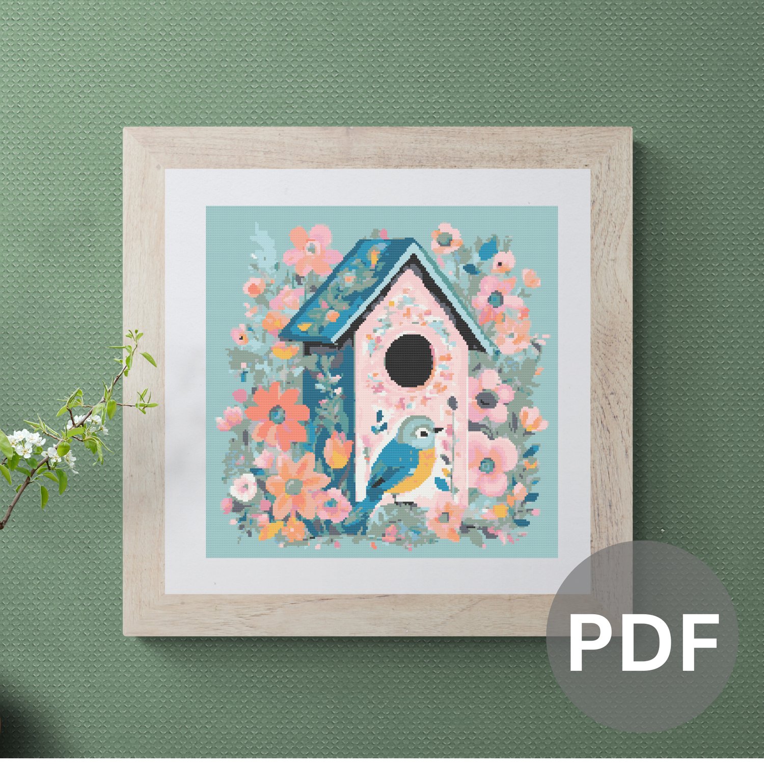 Birdbox Cross Stitch Pattern PDF Instant Digital Download