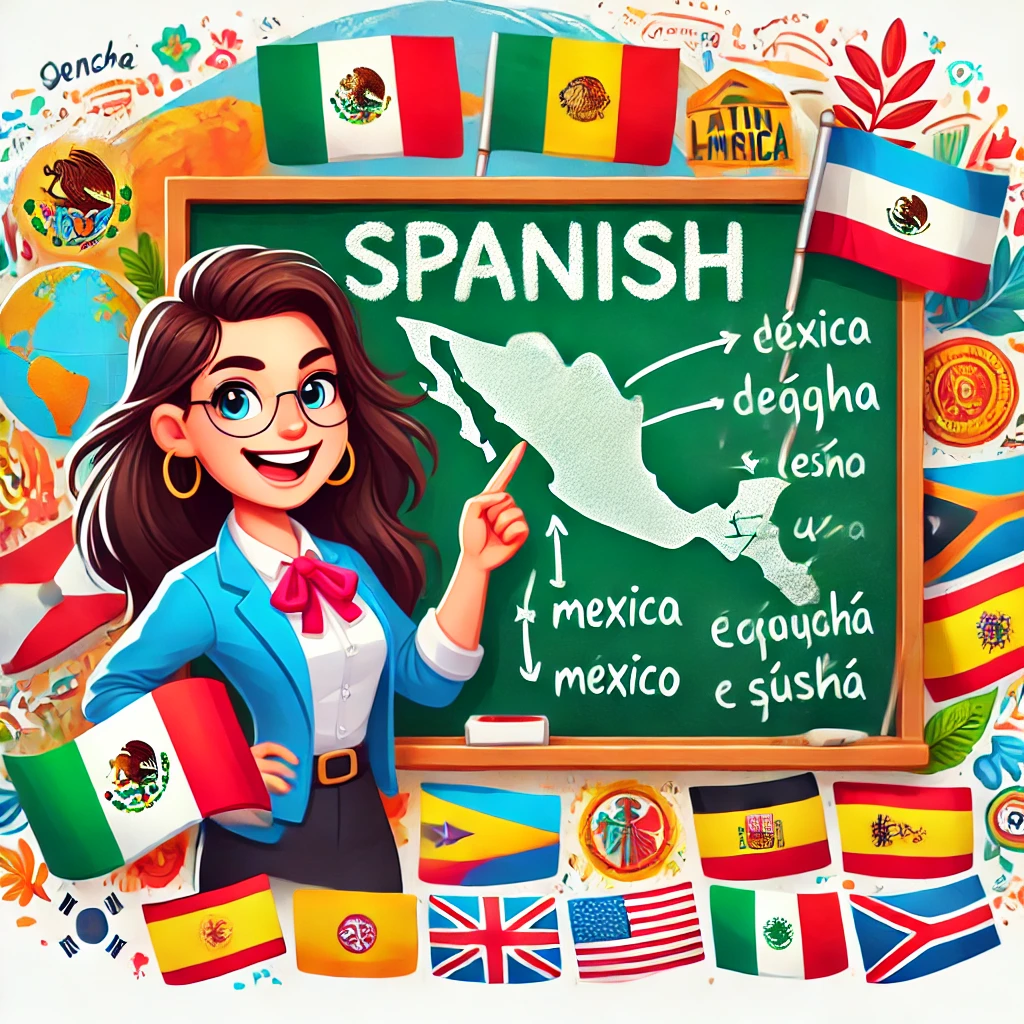 A vibrant collage showcasing the diversity of Latin American slang with people from Mexico, Peru, Chile, Argentina, and Colombia. Each individual is depicted alongside their country's flag, set against a modern, abstract urban background. The image captur