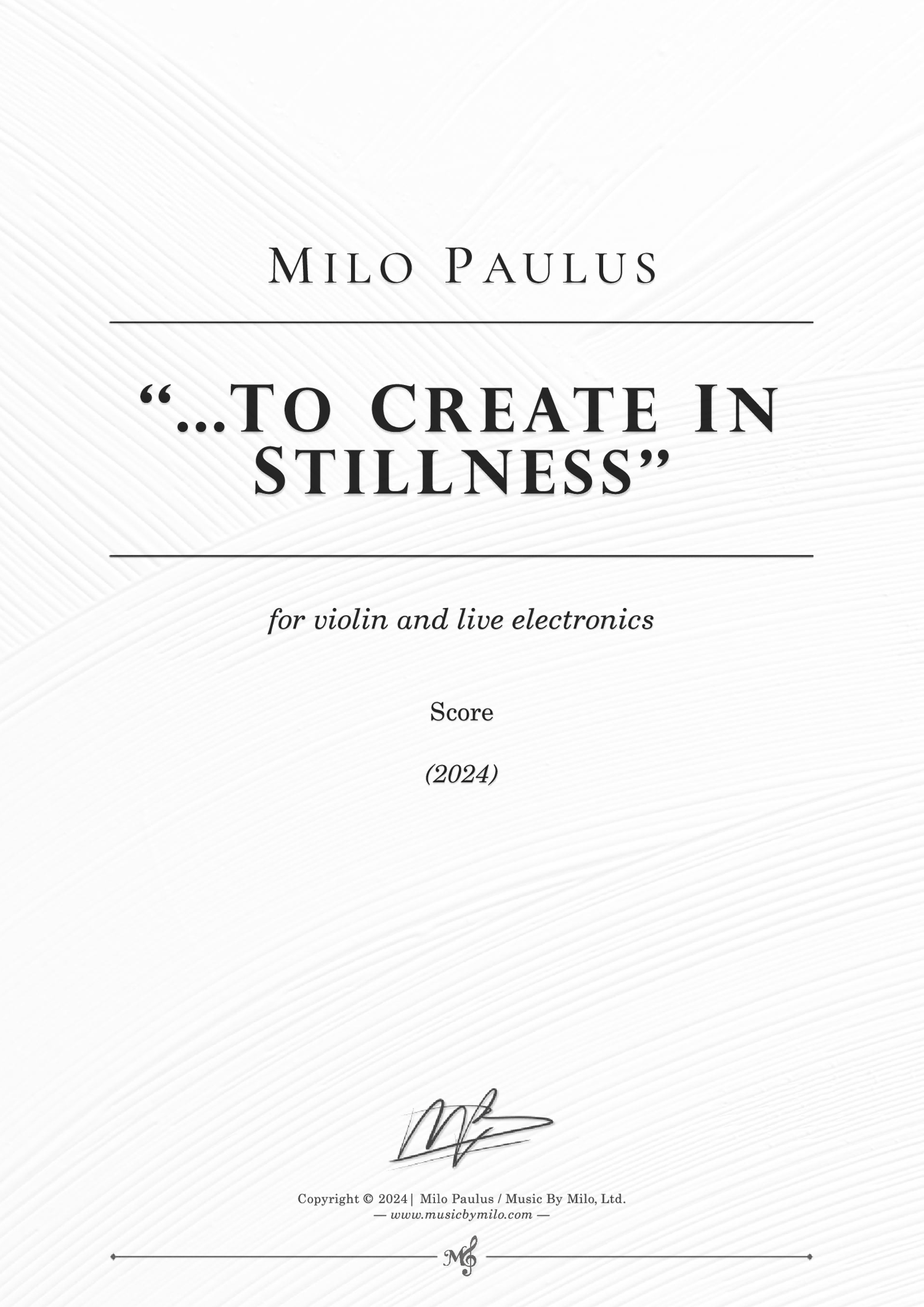 milo paulus work for violin and electronics title page