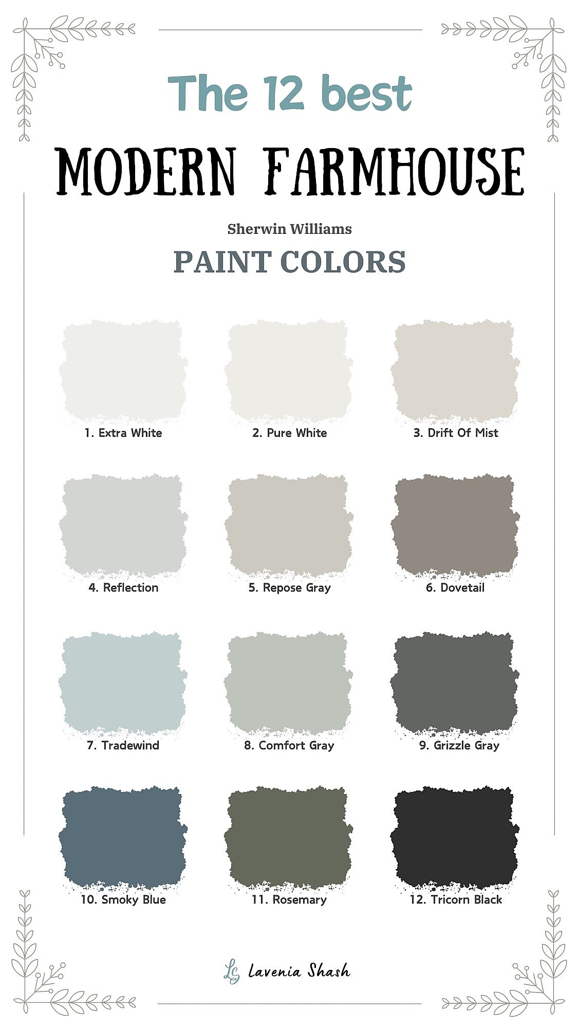 The best modern farmhouse paint colors and color schemes for the home by Lavenia Shash