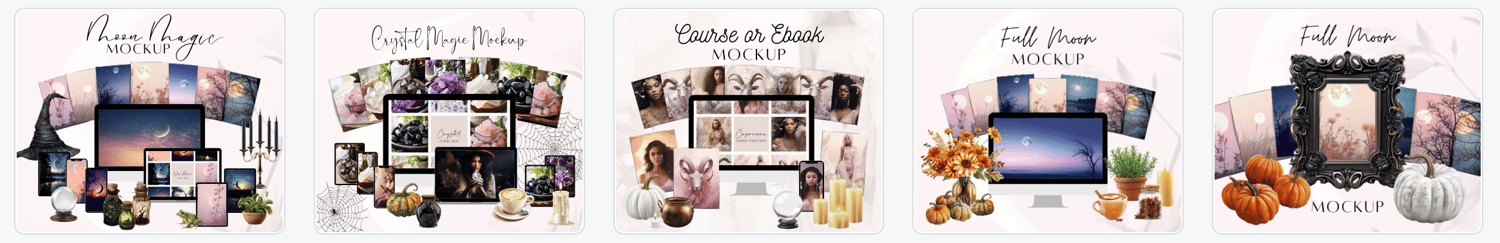 Halloween online course mockup Canva template