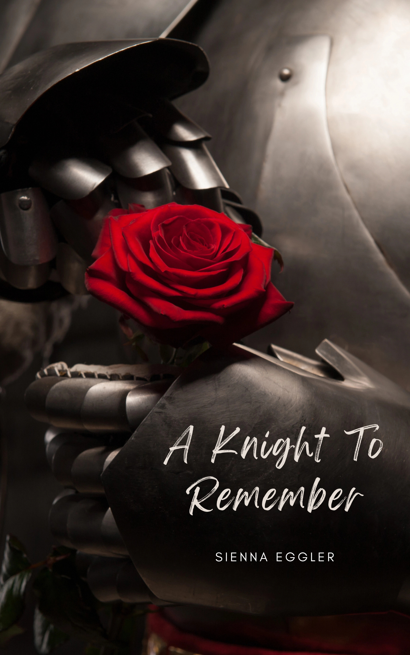 A knight holding a single red rose.