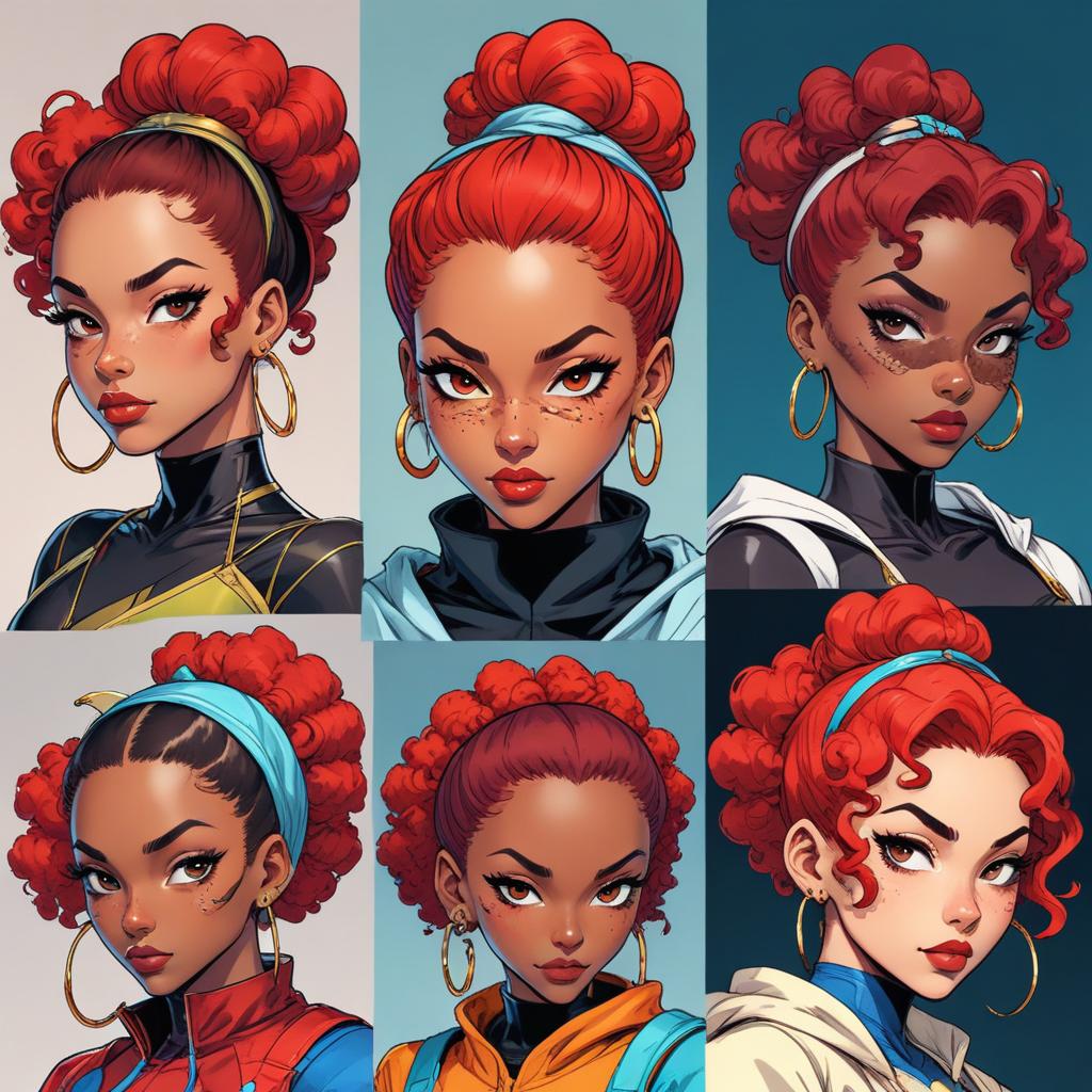 Virtual avatars of a young 20 year old red hair woman