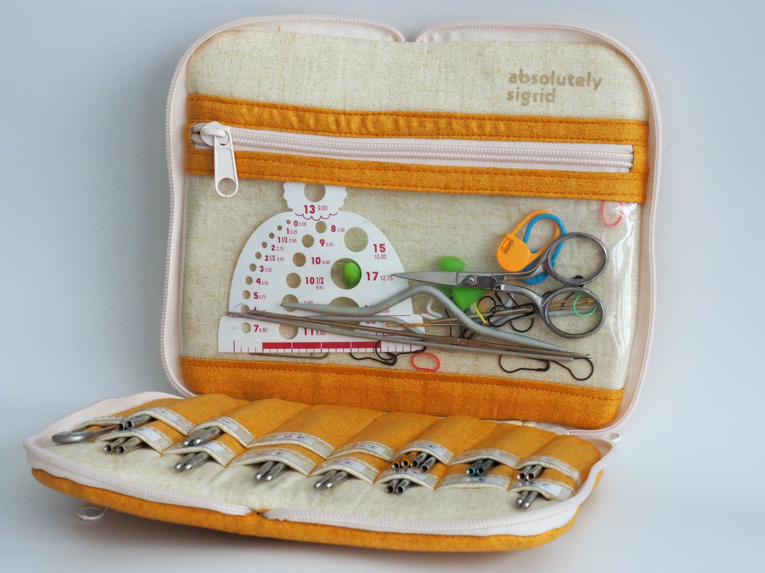 Inside Points pouch with assorted accessories stored into it