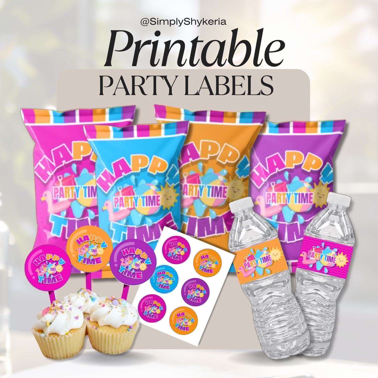 party decorations, party favors, party printables, party labels by simply shykeria, shykeria lifleur