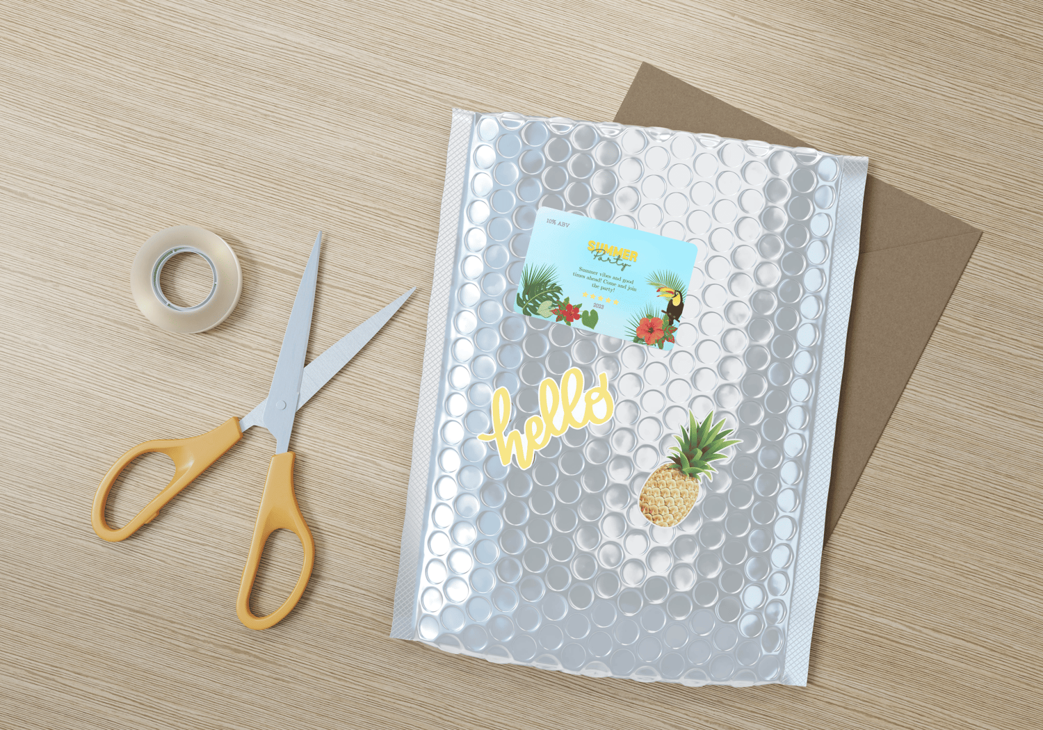 Vibrant Tropical Paradise Design Special Occasions Bundle - 10 Editable Canva Templates for Weddings, Engagements, and More. Mock sticker label 3"x2"