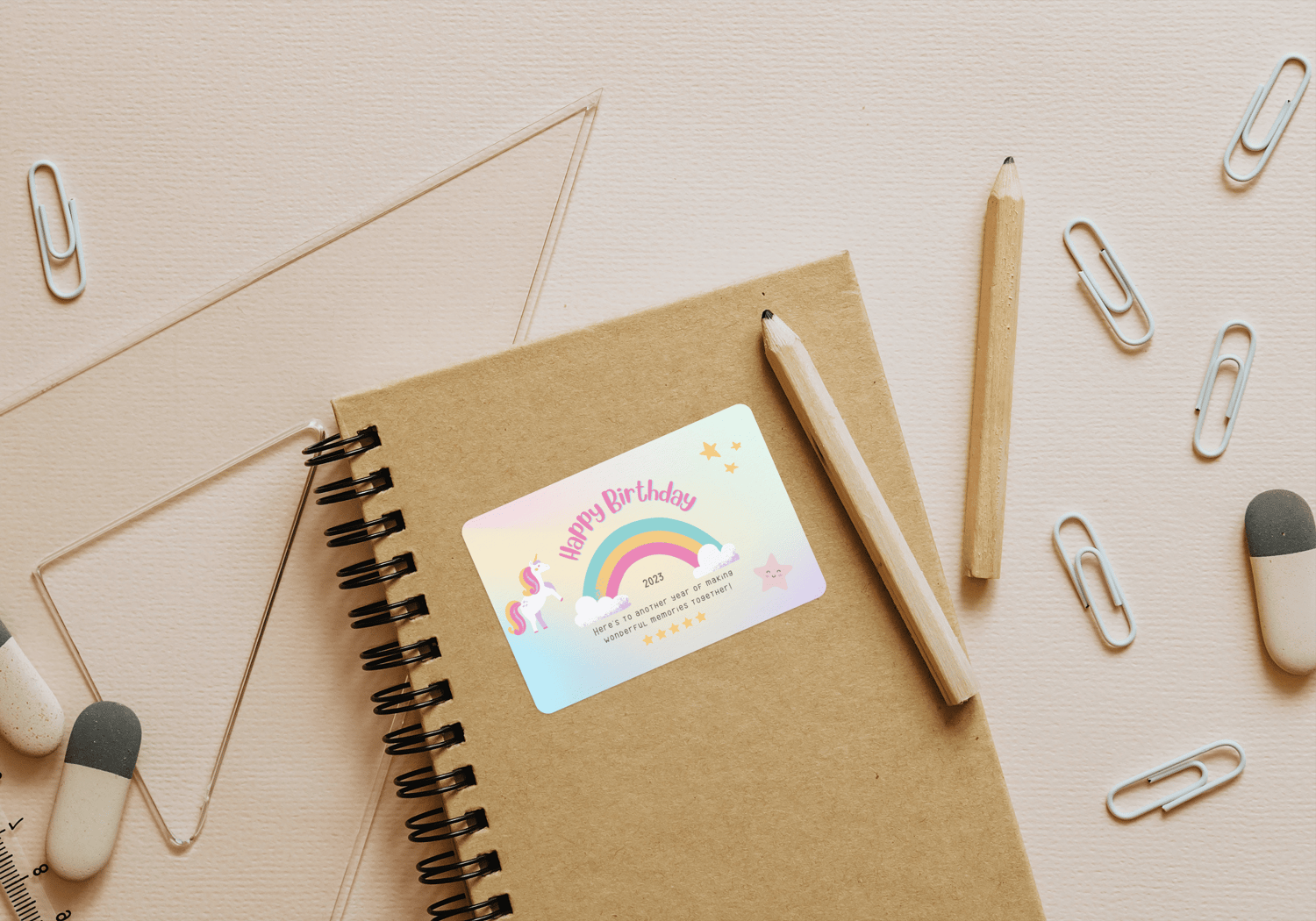 Magical Unicorn Photo Frame Special Occasions Bundle - 10 Editable Canva Templates for Weddings, Engagements, and More. Mock sticker label 3"x2"