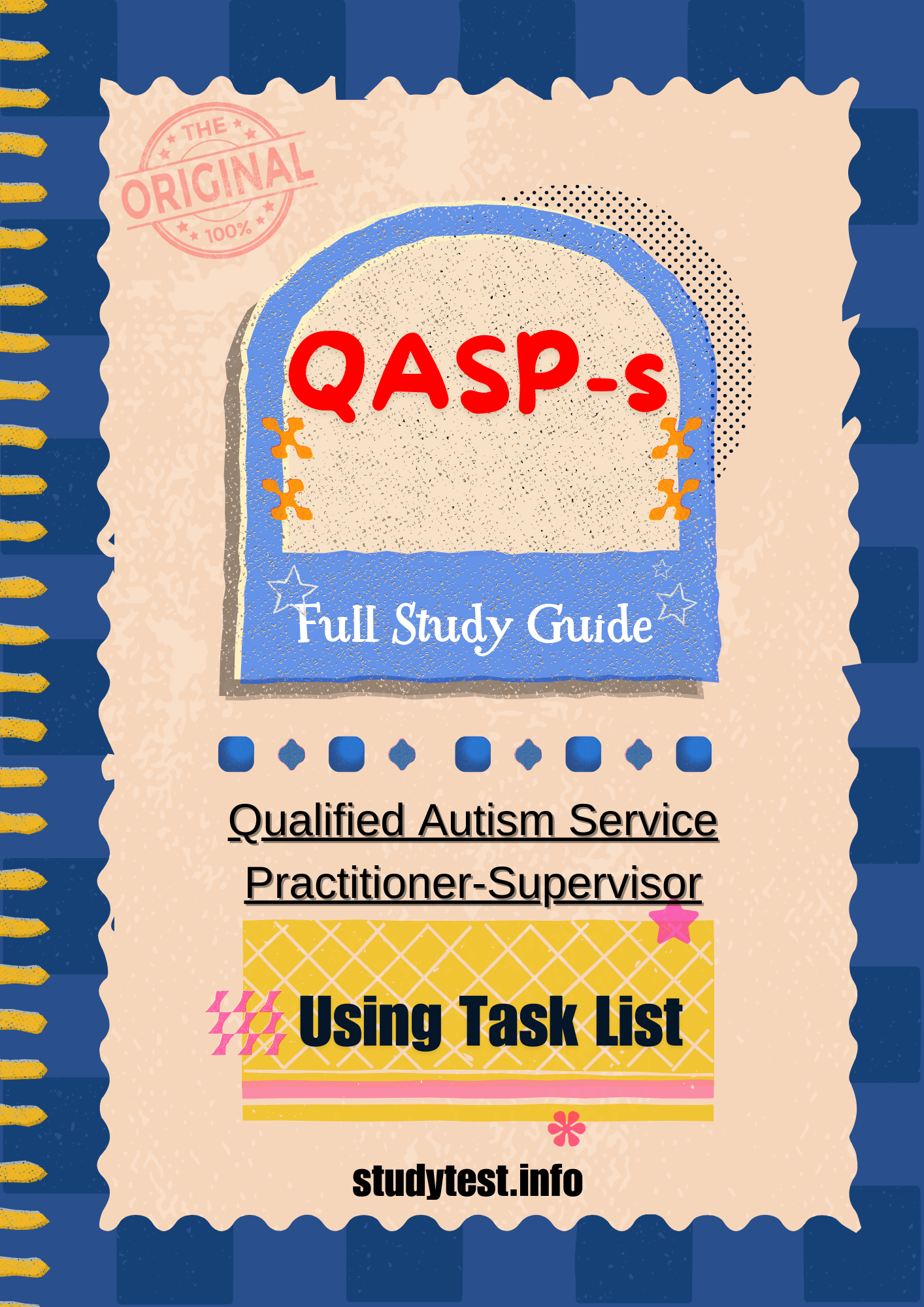 "Cover of the QASP-S Study Guide for Qualified Autism Services Practitioner-Supervisor certification, featuring bold text and educational graphics related to autism services."