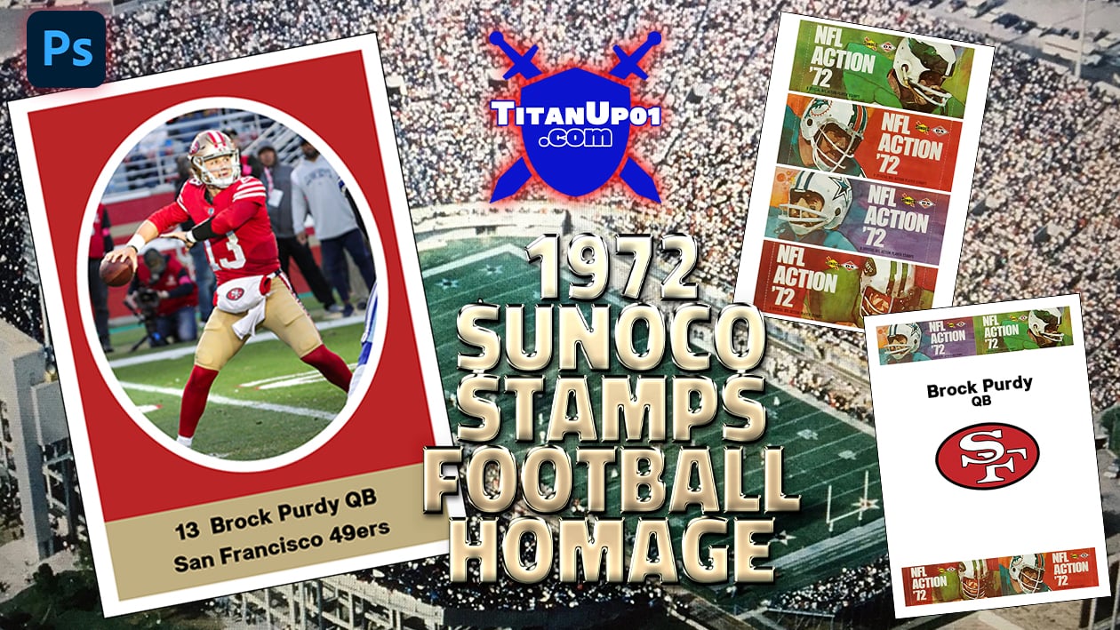 1972 Sunoco Stamps Football Homage Photoshop PSD Templates
