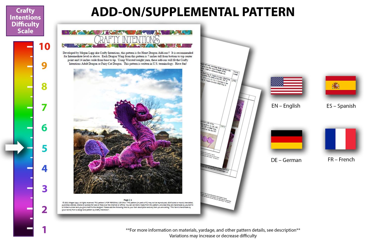 Add-On Adult Dragon Heart Ornamentation Pattern